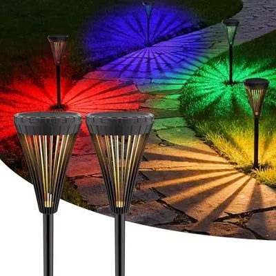Zdjęcie produktu dla Solarne oświetlenie ogrodowe rgb LED 5 trybów wodoodporne IP65 na zewnątrz