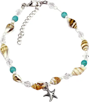 Produktbild von Muschel Seestern Fußkettchen Fußkette Miniblings Fußkette Sommer Strand Türkis