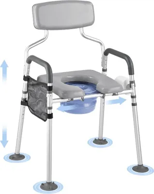 Produktbild von Nachttoilettenstuhl Toilettensitzerhöhung 227kg - Höhenverstellbarer 4 in 1 Toilettensitzerhöher - Maximale Belastbarkeit 227kg