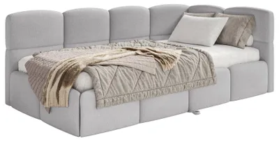 Obrázok produktu pre Selsey Cloudy – čalúnená posteľ, materiál chenille, svetlosivá farba, rozmer 170x185 cm – pravá strana