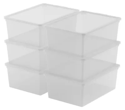 Immagine prodotto di Set 6 Contenitori Rettangolari 37x26x14 cm in Plastica Keter C Box S Trasparente