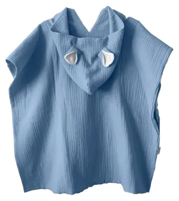 Image de Poncho pour bébé en mousseline - Léger et à séchage rapide - Bleu