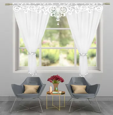 Obrázek produktu pro Inox Trade Hotová Záclona Voile, Závěs s Křišťálem, Zirkony, 145x250cm, Bílá