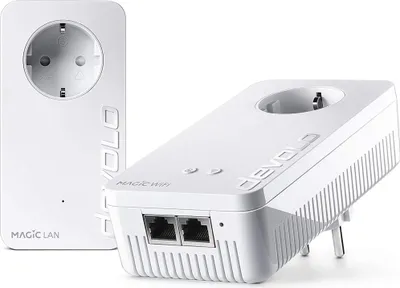 Produktbild von devolo Magic 2 – 2400 WiFi ac next Starter Kit: Weltweit schnellstes Powerline-Adapter-Set mit bester Mesh-WLAN-ac-Funktion, ideal für Streaming (2400 Mbit/s, 2x Gigabit LAN-Anschlüsse, G.hn)