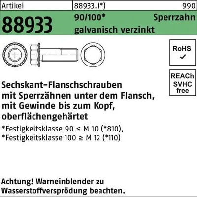Produktbild von Reyher  6kt.-Flanschschrauben Sperr. Kl. 90 Zn, M 6x20 Zn (500 Stück)