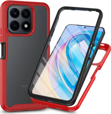 Image de Etui pour Honor X8A, bumper avec protecteur d'écran intégré Etui de protection 360° pour le corps entier rouge
