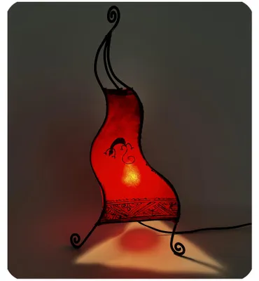 Immagine prodotto di Lampada orientale lampada all'henné lampada in pelle marocchina lampada da tavolo lampada da terra Essaouira Gecko 50 cm, rosso