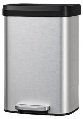 Imagen del producto de Cubo de basura con pedal, acero inoxidable, cubo interior extraíble, color acero inoxidable, 60 litros