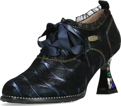 Produktbild von Laura Vita Damen Pumps mit Metallic Glanz Satinband und Strass Oliveo 05, Größe:38 EU, Farbe:Blau