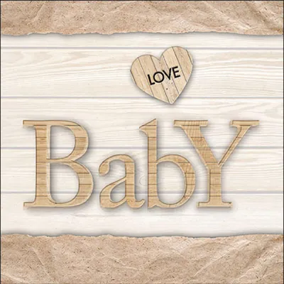 Produktbild von 20 Servietten Baby Love Nature - Baby auf Holz natur 33x33cm