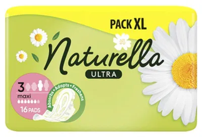 Image de Serviettes hygiéniques Natuirella Ultra Maxi Camomille, 16 pièces