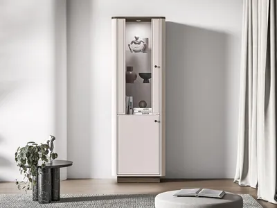 Obrázok produktu pre Presklená vitrína ARLENA - dub / kašmír