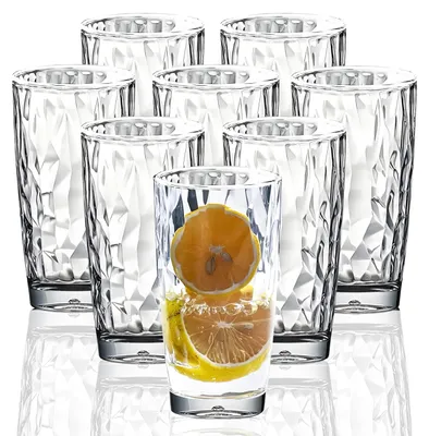 Imagen del producto de Juego de 8 vasos de plástico transparente de 450 ml