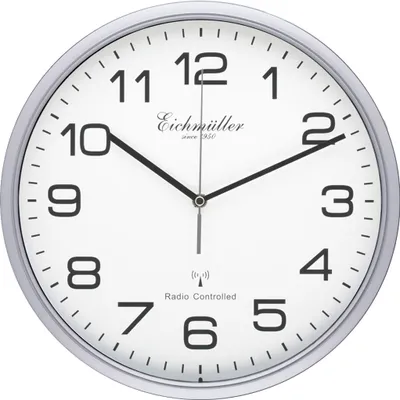 Produktbild von Eichmüller ⇒ Wanduhr silbern für Küche Diele Wohnzimmer 30cm ⇒ 34338
