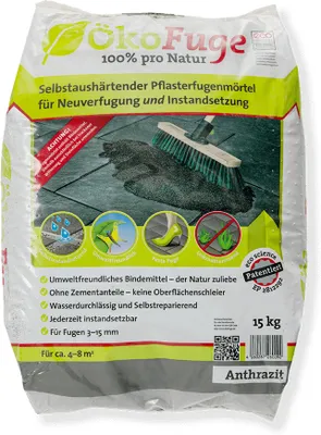 Produktbild von ÖKO FUGE Pflasterfugenmörtel ®, Körnung:3 - 15, Verpackungseinheit:15 kg, Farbe:Anthrazit