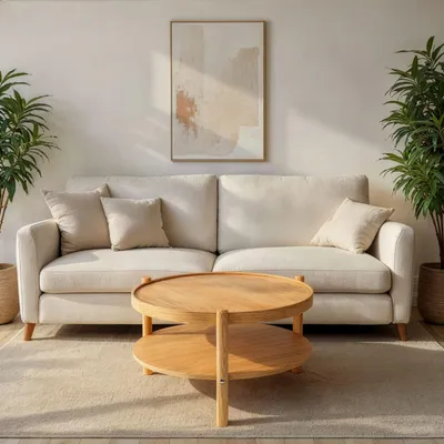 Produktbild von Skye Decor, Hochwertiger Couchtisch aus 100% Massivholz, Eiche, Ø 80 cm, Höhe 48 cm | 18 mm dick | Moderner skandinavischer Stil, elegant und funktional für Ihr Zuhause.