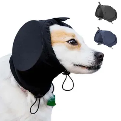 Produktbild von Hunde-Ohrenschützer mit Geräuschunterdrückung, Gehörschutz-Kopfhörer für Feuerwerk, Donner,  waschbare, schallabsorbierende Einsätze,Schwarz L
