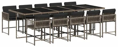 Image de vidaXL Ensemble de jardin 11 pièces avec coussins Gris Poly rotin