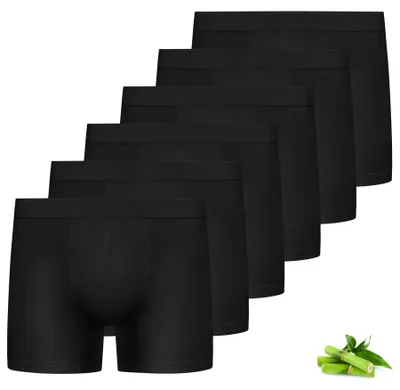 Produktbild von FALARY Boxershorts Herren Lang Bambus 6er Pack – Größe XL, Schwarz