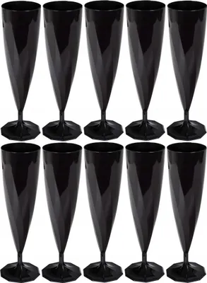 Zdjęcie produktu dla Kieliszki plastikowe do szampana PS 13,5cl ( Ø 50 x 178 ) czarne 10 szt.   33-75