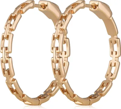 Produktbild von Paar Creolen 18 Karat Vergoldet Ø30mm Klappcreolen Ohrringe Damen Kettencreolen