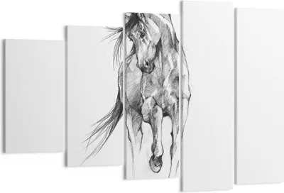 Produktbild von Bild auf Leinwand - Leinwandbild - 5 Teile - Pferd Galopp Tier - 150x100cm - Wand Bild - Wanddeko - Wandbilder - Leinwanddruck - Bilder - Wanddekoration - Leinwand bilder - Wandbild - EG150x100-5080