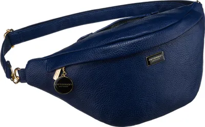 Zdjęcie produktu dla Granatowa sportowa nerka damska ze skóry ekologicznej saszetka na biodra lub na ramię crossbody Peterson