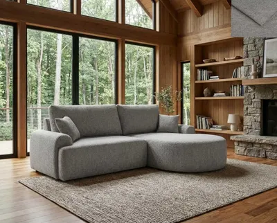 Produktbild von Ecksofa TERACINA Nordelo mit Schlaffunktion und Bettkasten Universal L/R 246 cm Stoff GLOW17 HELLGRAU