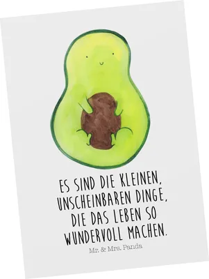Produktbild von Mr. & Mrs. Panda Postkarte Avocado Kern - Weiß - Geschenk, Baby, einzelkarte, Fotokarte, Ansichtskarte, Ansichtskarten, Pflanze, Postkarten, Spruch Leben, Frucht, Liebe