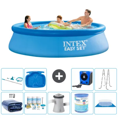Produktbild von Intex runder aufblasbarer Easy Set-Pool – 305 x 76 cm – Blau – im Lieferumfang enthalten Sonnensegel - Wartungspaket - Filterpumpe für Schwimmbad - Filter - Bodenplane - Reinigungskit