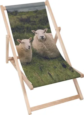 Produktbild von Dreamroots Liegestuhl klappbar Holz, Buchenholz bis zu 130 kg, Sonnenliege klappbar mit 3-stufiger Neigungsregulierung der Rückenlehne, Sheeps Life