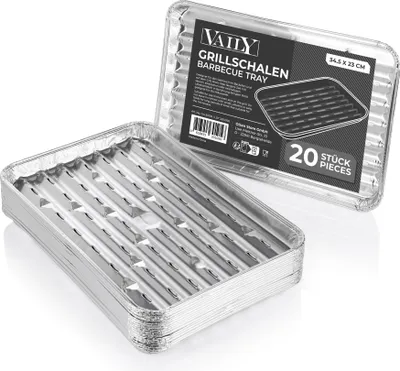 Produktbild von Vaily Alu Grillschalen Grillpfanne 20er Pack - Tropfschale Aluschale 34 x 23 cm
