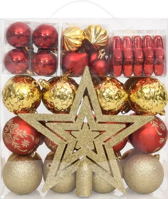 Image de vidaXL Set de 70 boules de Noël dorées et rouges