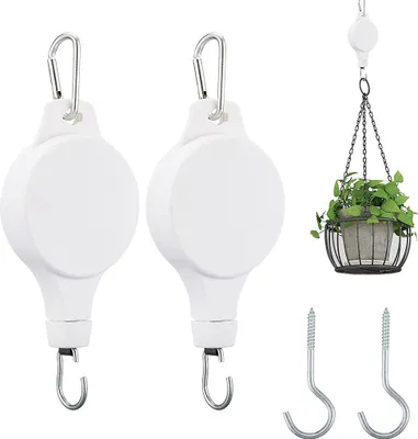 Produktbild von Pflanzenrollen 2 Stück, Weiß, Verstellbar Bis 77 Cm, Für Blumenkörbe Töpfe Vogelfutterstation