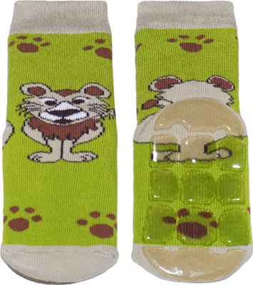 Produktbild von Kinder ABS-Socken aus Baumwolle Löwe Grün Größe 18-19