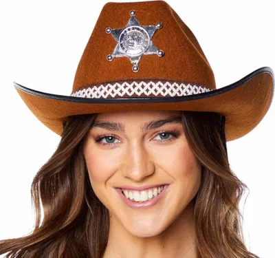 Produktbild von Sheriff Cowboy Hut in Braun für Erwachsene