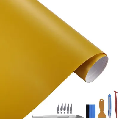 Obrázek produktu pro Matná samolepicí vinylová fólie, žlutá, rozměry 30 cm x 300 cm, určená pro venkovní použití, například na automobily
