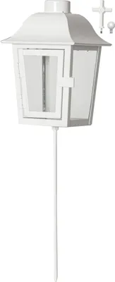 Produktbild von Grablaterne ,Serene, Metall und Glas, weiß, ohne Kerze, H 45cm