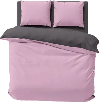 Produktbild von Wendebettwäsche 240x220 cm rosa anthrazit Uni Doppelbett Doubleface Mikrofaser