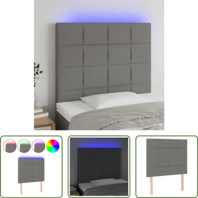 Produktbild von The Living Store LED Kopfteil Dunkelgrau 100x5x118/128 cm Stoff