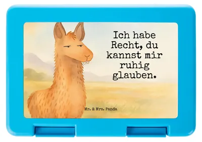 Produktbild von Mr. & Mrs. Panda Brotzeitbox Lamakopf Genervt Design - Weiß - Geschenk, Beste Freundin, Lunchbox, Lama, Recht haben, Brotzeitdose, Büro, Lamas, Butterbrotdose, Bento Box