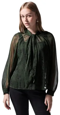 Produktbild von Street One Studio Damen F345218 Chiffon-Bluse mit Schleife Oil Green 38