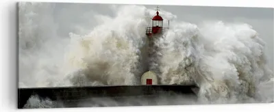 Produktbild von Bild auf Leinwand - Leinwandbild - Leuchtturm Ozean Sturm - 140x50cm - Wand Bild - Wanddeko - Leinwanddruck - Bilder - Kunstdruck - Wanddekoration - Leinwand bilder - Wandkunst - AB140x50-2442