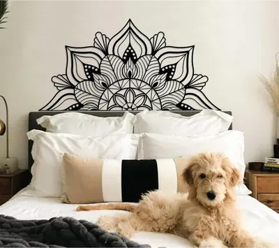 Produktbild von Metall-Mandala-Wanddekoration Lotusblumen Schwarz 112cm Schlafzimmer Büro
