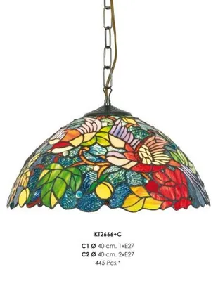 Produktbild von Casa Padrino Handgefertigte Tiffany Pendelleuchte Hängeleuchte Durchmesser 40 cm, 1-Flammig - Leuchte Lampe