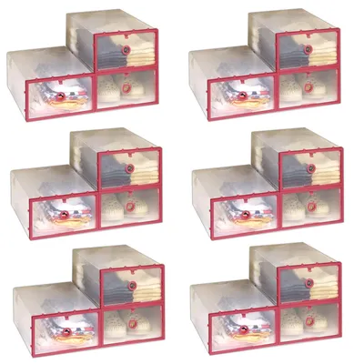 Produktbild von 18er Set Aufbewahrungsbox Stapelbar | Schuhaufbewahrung Kunststoffbox Transparent | Stapelbox Schuhbox Kunststoff