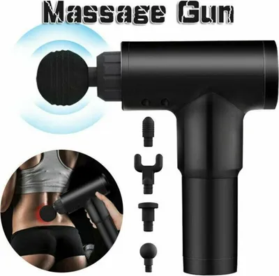 Produktbild von Electric Massage Gun Massagepistole Massager Muscle Massagegerät Sports 4 Köpfe 6 Dateien 2100-3600 / min, schwarz