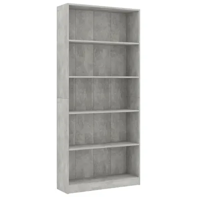 Obrázok produktu pre vidaXL Regál na knihy 5 priehradiek betónová sivá 80x24x175 cm odvodený výrobok z dreva