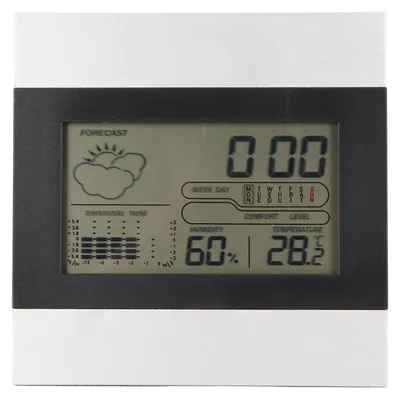 Wetterstation mit Temperatur, Luftfeuchtigkeit & Wecker