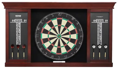 Image de Paquet de fléchettes prêt à jouer VEVOR, set d'armoire pour fléchettes de taille officielle, cible 45 x 3,8 cm, armoire pour fléchettes , complet pour les matchs de cricket